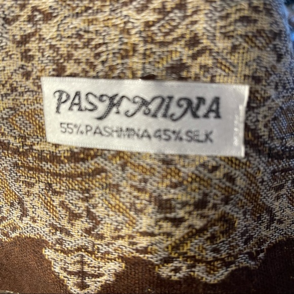 Pashmina Beige Brown Wrap Shawl - Picture 2 of 4